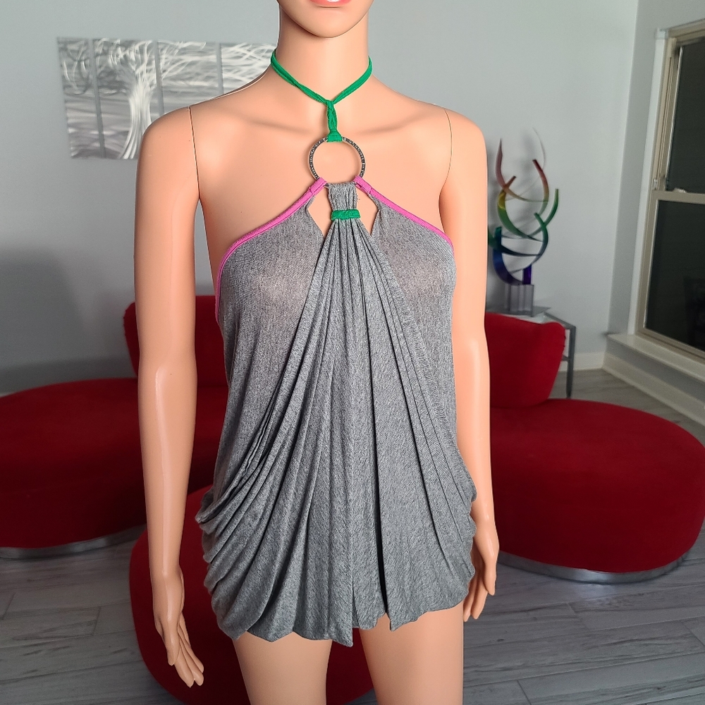 BCBG GIRLS rayon top grey parachute top size M